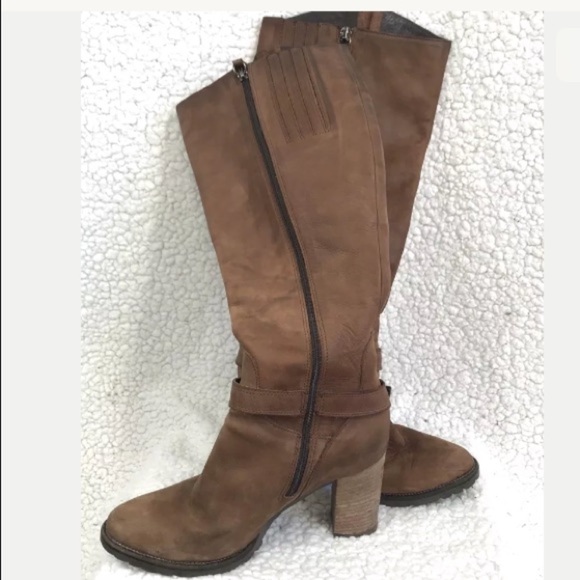 Fabianelli Leather Knee High Heeled Tan Boots Size 36 US 6 Old Money Boho - Picture 2 of 9